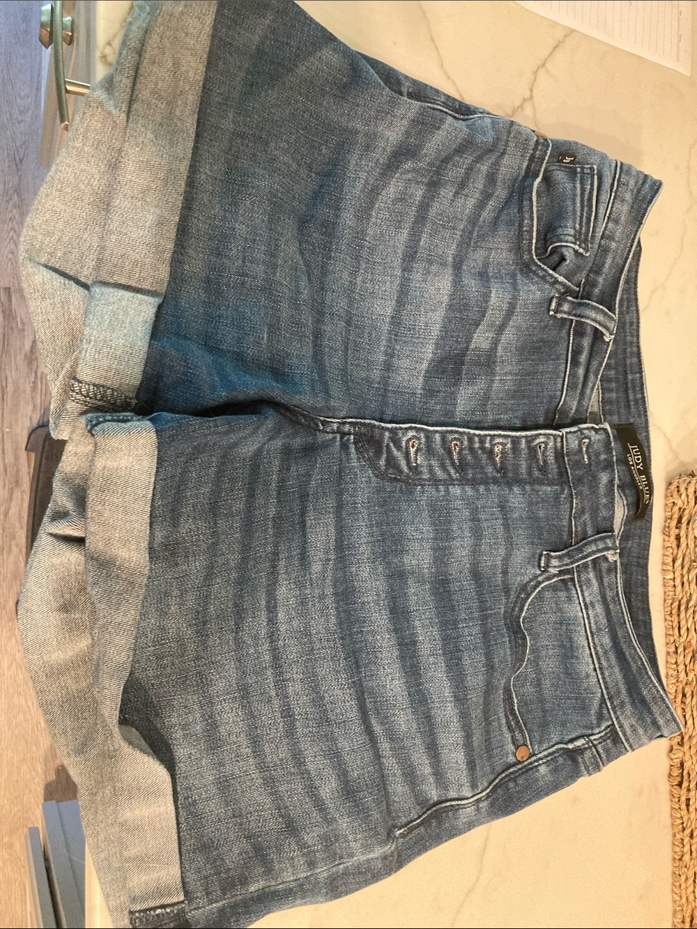 Judy Blue Medium Blue Denim Button-Fly Jean Shorts